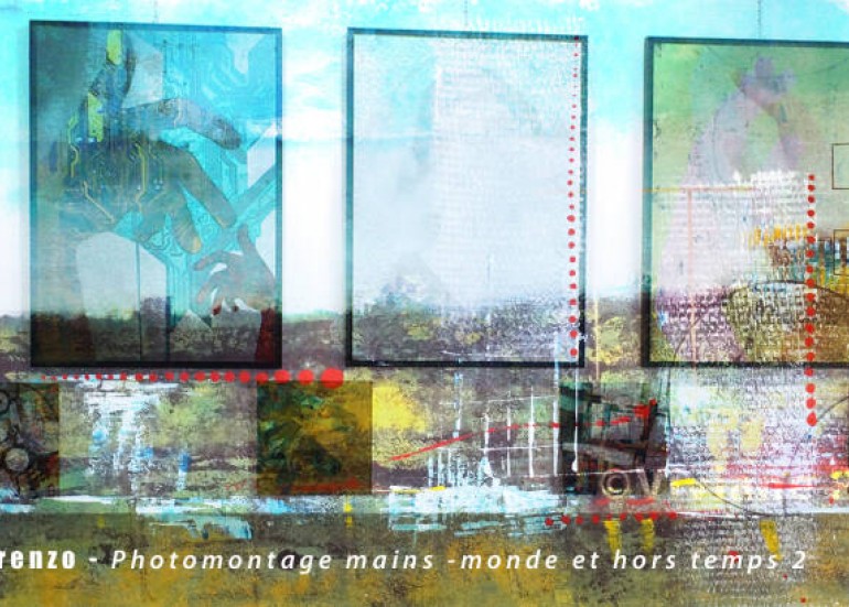 Mains monde, photomontage peinture et image numérique 1