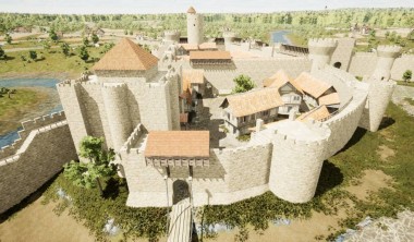 Visite virtuelle du château de Vouvant en 1242
